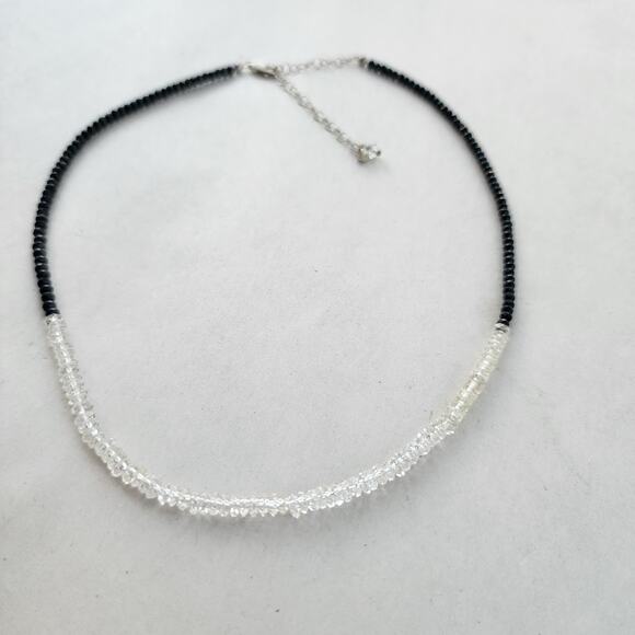 Deb Guyot Sterling Silver Herkimer Diamond Quartz Onyx Choker Necklace 18" - Picture 3 of 12